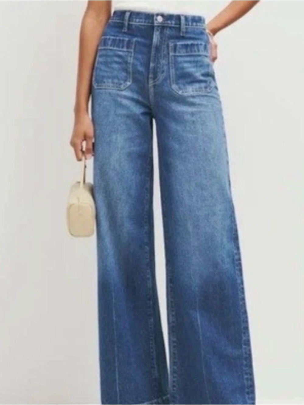 Reformation High-Rise Wide Leg Jeans in Blue Denim